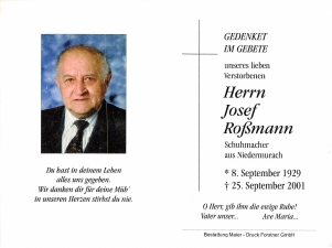 Roßmann Josef +25.09.2001