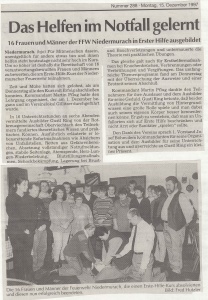 Erste Hilfe Kurs 1997 @FFW Niedermurach