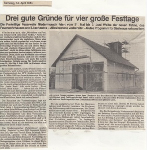Vorberichte zum Feuerwehrfest 1984 @FFW Niedermurach