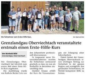 Erste Hilfe Kurs JFW in Schönsee@FFW Niedermurach